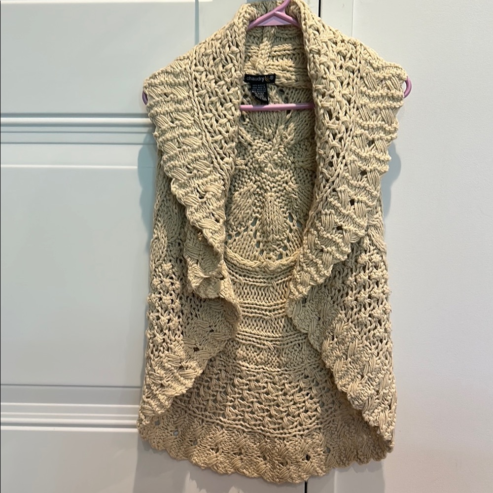 Chaudry KC Textured Knit Cream Poncho